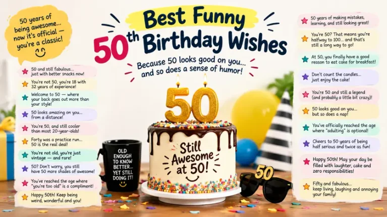 Best Funny 50th Birthday Wishes